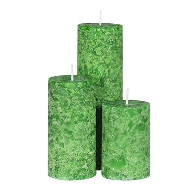 Set of 3 Fragrance Pillar Candles Marble Finish (Lemon Grass Fragrance)