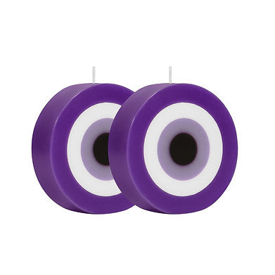 Parkash Candles Blue Evil Eye Candle Gift Set of 2 (Evil Eye - Round Purple)