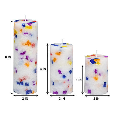 Set of 3 Fragrance Pillar Candles Marble Finish (Christmas Snow - Mahag)