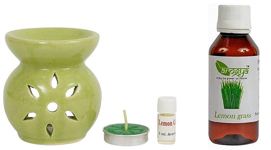 Ceramic Candle Operated Aroma Oil Burner Lemon Grass Aroma Essential Oil