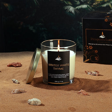 Premium Votive Jar Scented Soy Wax Candle (Winter White Thyme)