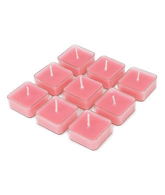 Scented Square Shaped Tealights Pack of 9 (Rose - Baby Pink)