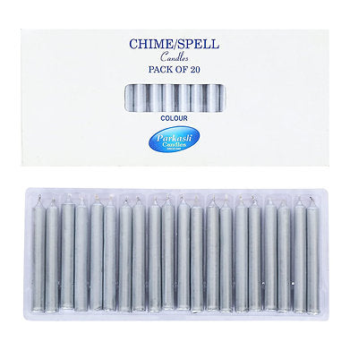 Chime Candles Set of 20 | Ritual Spell Candle | Unscented (Silver)