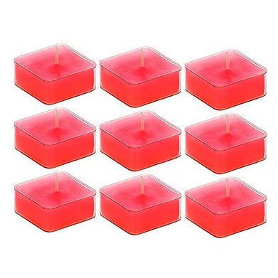 Scented Square Shaped Tealights Pack of 9 (Rose - RED)