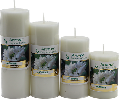 Set of 4 Fragrance Pillar Candles (Jasmine - White)