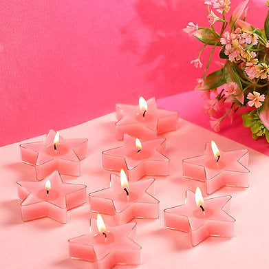 Star Shaped T Light Set of 8,| Scented (Pink - Rose)