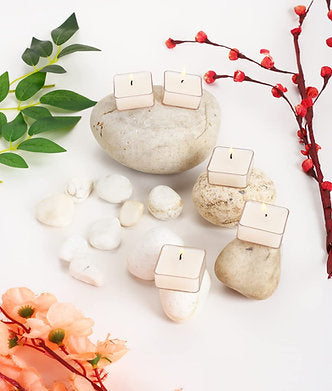 Scented Square Shaped Tealights Pack of 9 (Jasmine - White)