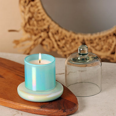 Glaide Fragrance Aqua Blue Bell Jar Candle|| Home Decoration (100% Soy Wax)