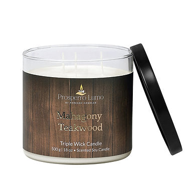Scented Soy Wax Triple Wick Votive Jar Candle (MAHAGONY TEAKWOOD)