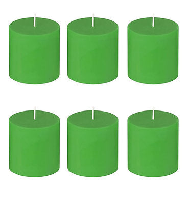 Unscented Pillar Candles - 2 X 2 Inch (Burning Time 30 Hours) - Set of 6 (Green)