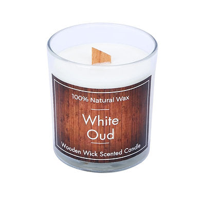 Wooden Wick White Oud Soy Wax Scented Candle Home Décor