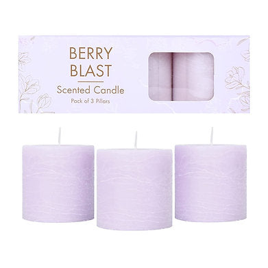 Set of 3 Scented Pillar Candles , (Berry Blast)