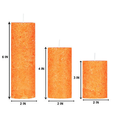 Set of 3 Fragrance Pillar Candles Marble Finish (Sandalwood Fragrance)