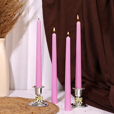 Parkash Candles Unscented Dripless Taper Candles Set of 4 Paraffin Wax (Pink)