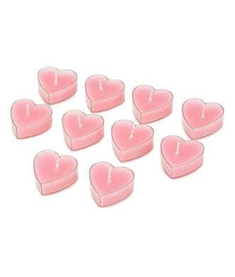 Scented Heart Shaped Tea Lights for Home Decor | Set of 10 (Pink - Rose)