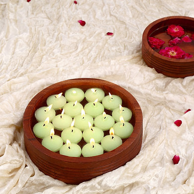Floating Nuggets Small Candles Pack of 20 Decorative Candles (Green)