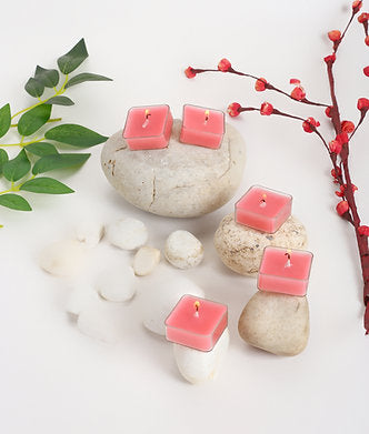 Scented Square Shaped Tealights Pack of 9 (Rose - Baby Pink)