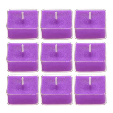 Scented Square Shaped Tealights Pack of 9 (Lavender - Purple)