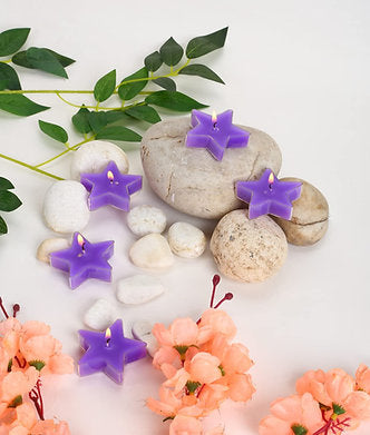 Star Shaped T Light Set of 8,| Scented (Purple - Lavender)