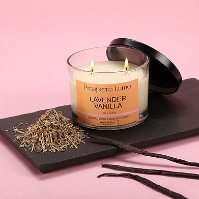 Premium Scented Soy Wax Dual Wick Votive Jar Candle (LAVENDER VANILLA)