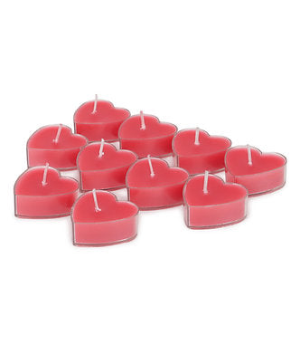 Scented Heart Shaped Tealights for Home Decor | Set of 10 (RED - Rose)