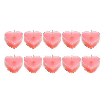 Scented Heart Shaped Tea Lights for Home Decor | Set of 10 (Pink - Rose)