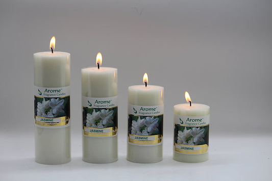 Set of 4 Fragrance Pillar Candles (Jasmine - White)