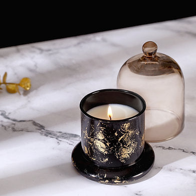 Rose Geranium Premium Scented Black Bell Jar Candle for Home Décor