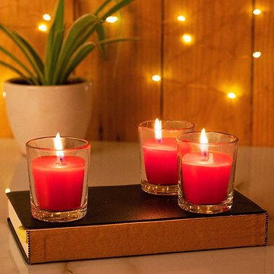 otive Glass Candle Scented Pack of 6 ( Rose , Lavender , Lemon Grass)