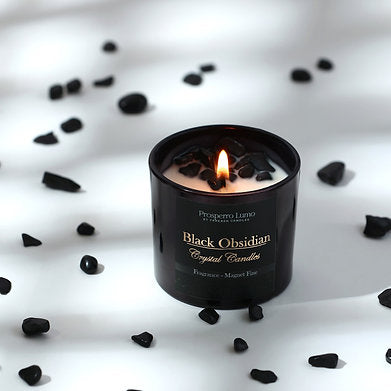 Premium Crystal Glass Soy Wax Candle Home Décor Amber Lavender (Magnet Fine)