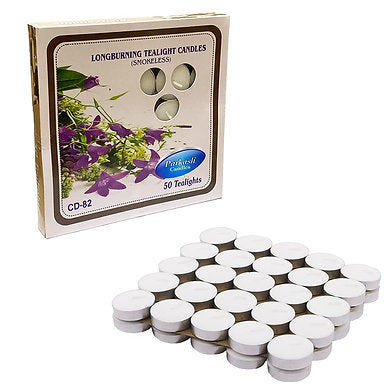 Paraffin Wax Candles Tea Lights, Unscented ( 2.5hr ) (Set of 50)