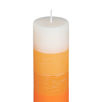 Set of 3 Fragrance Pillar Candles Shade Finish (Orange - Sandalwood)