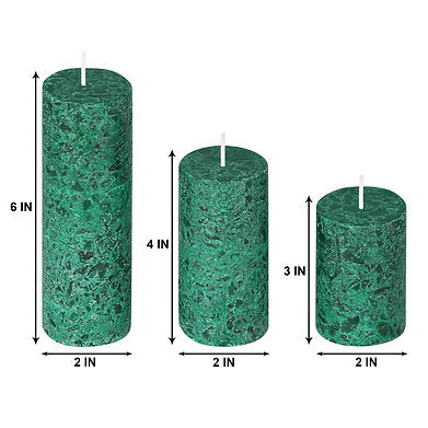 Set of 3 Fragrance Pillar Candles Marble Finish (Mogra Fragrance)
