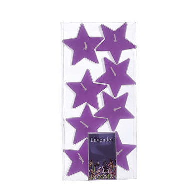 Star Shaped T Light Set of 8,| Scented (Purple - Lavender)