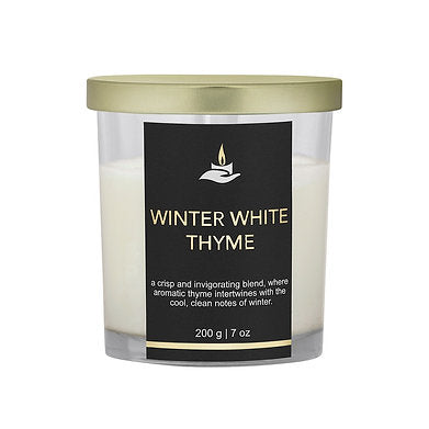 Premium Votive Jar Scented Soy Wax Candle (Winter White Thyme)