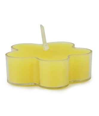 Scented Flowered Shaped Tealights for Home Decor | Set of 6 ((YELLOW - Lemon)