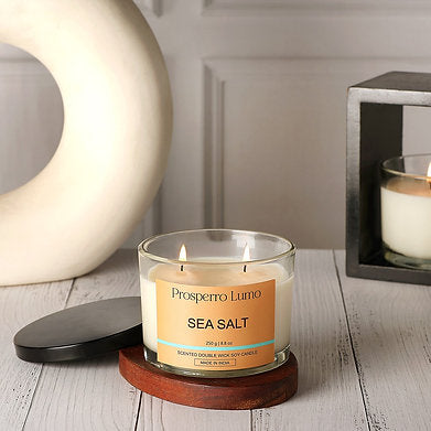 Premium Scented Soy Wax Aroma Therapy Dual Wick Votive Jar Candle (SEA SALT)