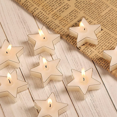 Star Shaped T Light Set of 8,| Scented (White - Jasmine)