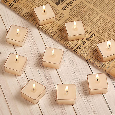 Scented Square Shaped Tealights Pack of 9 (Jasmine - White)