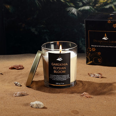 Premium Votive Jar Scented Soy Wax Candle (Gardenia Elysian Bloom)