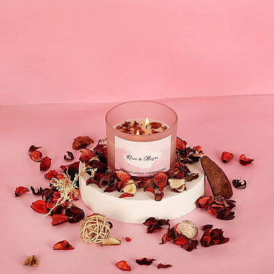 Dual Wick Premium Soy Wax | Luxurious | Scented | Candle with Rose and Mogra