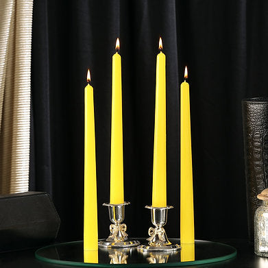 Parkash Candles Unscented Dripless Taper Candles Set of 4 Paraffin Wax (Yellow)