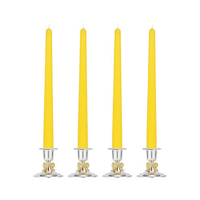 Parkash Candles Unscented Dripless Taper Candles Set of 4 Paraffin Wax (Yellow)