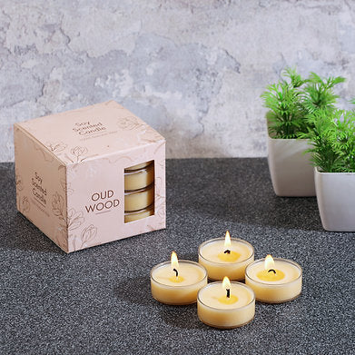 PROSPERRO LUMO By Parkash Candles Scented Soy Wax Tealights Set of 16 Oud Wood