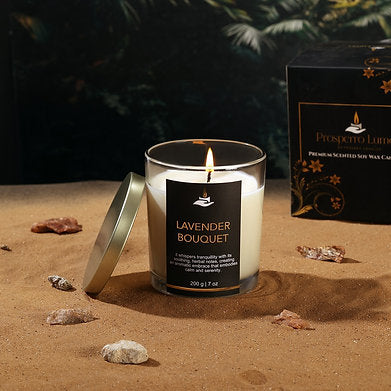 Premium Votive Jar Scented Soy Wax Candle (LAVENDER BOUQUET)
