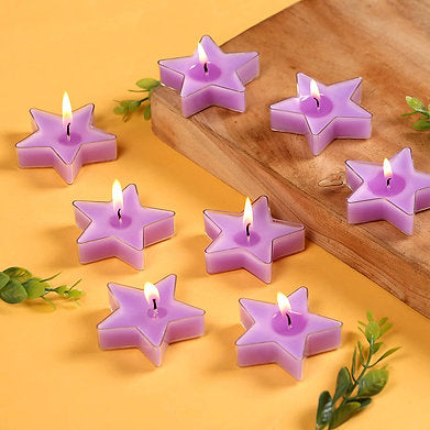 Star Shaped T Light Set of 8,| Scented (Purple - Lavender)