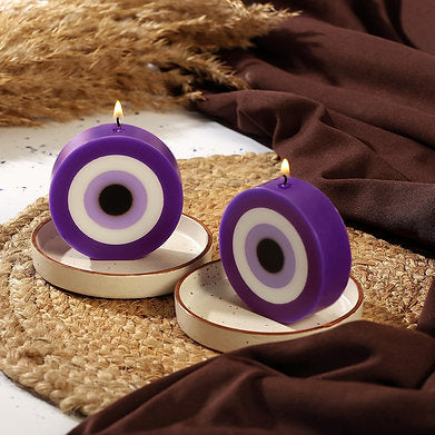 Parkash Candles Blue Evil Eye Candle Gift Set of 2 (Evil Eye - Round Purple)