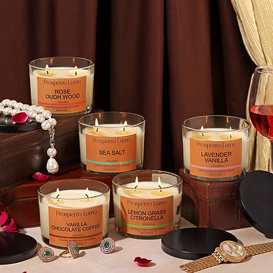 Premium Scented Soy Wax Dual Wick Votive Jar Candle (ROSE OUDH WOOD)