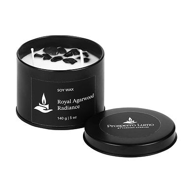 Scented Soy Wax Crystal Jar Candle 140 gm 25-30 Hrs (Royal AGARWOOD Radiance)