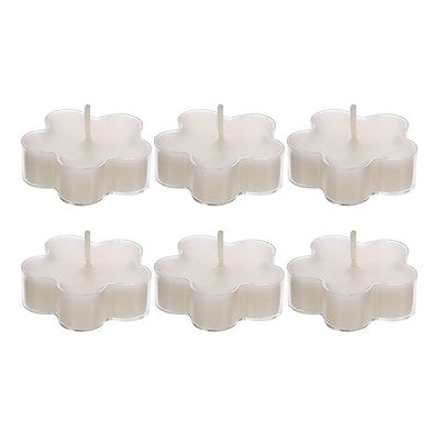 Scented Flowered Shaped Tealights for Home Decor | Set of 6 ((WHITE - Jasmine)